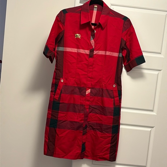 Burberry London England Red Checkered collar cotton dress - Picture 4 of 17
